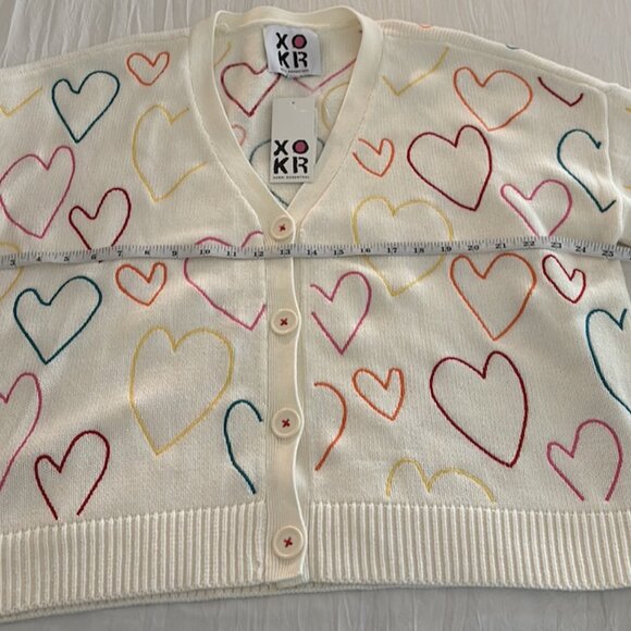 Embroidered Heart Cardigan ♥️💜💛💚🧡 NWT - Picture 3 of 9